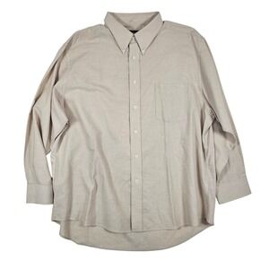 Covington Mens XL Beige‎ Tan Button Down Shirt Long Sleeve Cotton Blend 17-17.5